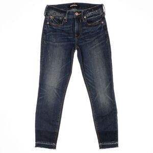 Express Ankle Legging Jeans Size 00 S Juniors Distressed Denim Stretch 25x23.5